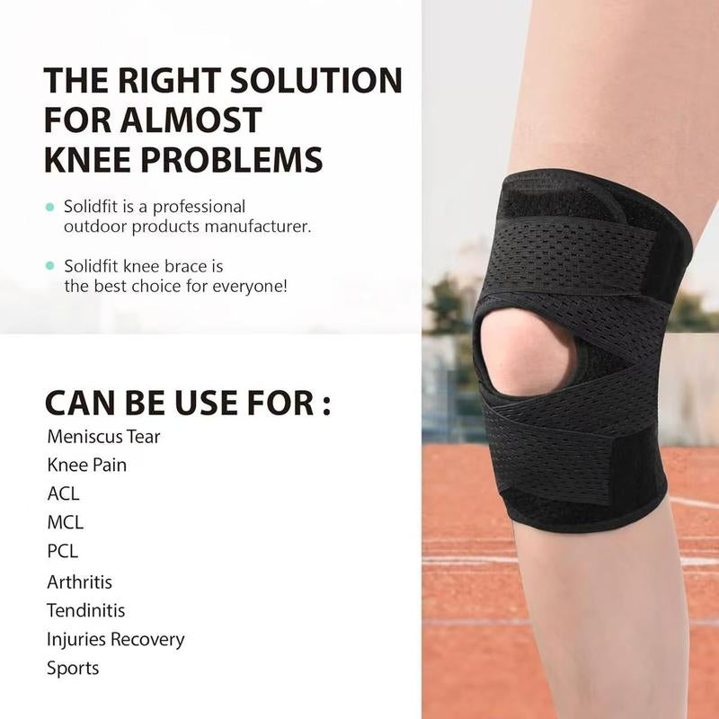 Professional Knee Brace with Side Stabilizers and Adjustable Compression Support for Men and Women, Includes Patella Pad for Pain Relief from Meniscus Tear, ACL, MCL, and Arthritis Injuries (Black, XL)
