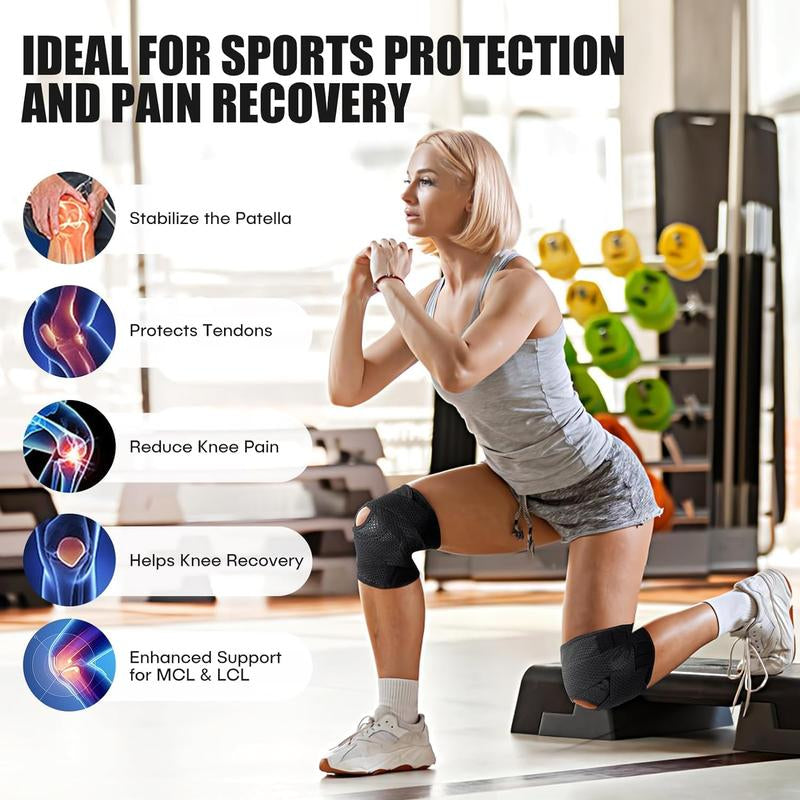 Professional Knee Brace with Side Stabilizers and Adjustable Compression Support for Men and Women, Includes Patella Pad for Pain Relief from Meniscus Tear, ACL, MCL, and Arthritis Injuries (Black, XL)